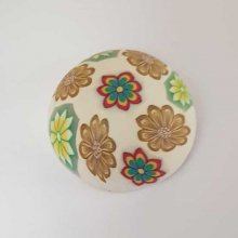 Cabochon pâte polymère 30 mm Fleur Blanc N°02