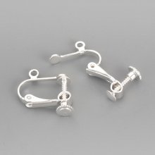 Support Boucle d'oreille Clip réglable à vis argenté 15 x 17 mm x 5 paires