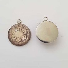 Pendentif Cabochon 20 mm en Verre Fantaisie N°06-02