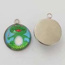 Pendentif Cabochon 20 mm en Verre Fantaisie N°07-02 Grenouille