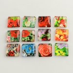 20 Glas-Cabochons quadratisch 20 mm sortiert Blumen S-22-20-17