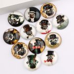 Lot 20 runde Glas-Cabochons 25 mm Hund Steampunk