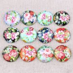 Lot 20 Glas-Cabochons rund 25 mm Blume Floral