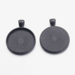 2 Cabochon-Halterungen 25mm schwarz, Cabochon-Anhänger 16NR