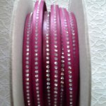 DD-Fuxia-Leder mit 10 mm Swarovski-Strass pro 20 cm