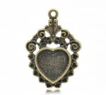 1 Cabochon-Halter Herz N°04 Bronze