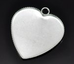 1 Cabochon-Halter Herz N°05 Silber