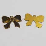 Schleife Nr. 17 Charm Fliege Band Charm aus feinem goldfarbenem Metall