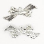 Charm Schleife Nr. 18 Charm Schleife Fliege Band aus Metall Silber