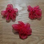 Lot 3 bunte Blumen Organza-Stoff Fushia