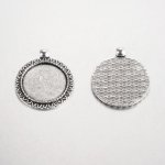 2 Halterungen 25mm Silber Cabochons, Anhänger Cabochons 17AS