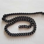 1 Meter flache Kette Schwarz und Silber