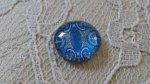 runder Glas-Cabochon 12mm Blume blau 039 