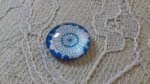 runder Glas-Cabochon 12mm Blume blau 032 