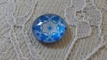 runder Glas-Cabochon 12mm Blume blau 031 