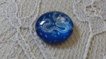 runder Glas-Cabochon 12mm Blume blau 022 