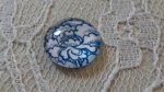 runder Glas-Cabochon 12mm Blume blau 021 