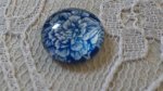 runder Glas-Cabochon 12mm Blume blau 019 