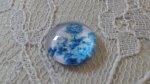 runder Glas-Cabochon 12mm Blume blau 016 