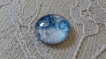 runder Glas-Cabochon 12mm Blume blau 010 