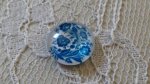 runder Glas-Cabochon 12mm Blume blau 003 