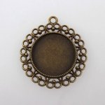 2 Halterungen 25mm Bronze Cabochons, Anhänger Cabochons 118AB 