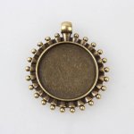 2 Halterungen 25mm Bronze Cabochons, Anhänger Cabochons 84AB 