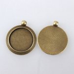 2 Halterungen 25mm Bronze-Cabochons, Anhänger-Cabochons 102AB 