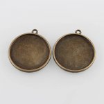 2 Halterungen 20mm Bronze Cabochons, Anhänger Cabochons 41AB 