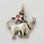 Sternzeichen Charm Stier Silbermetallic N°03 mit Strasssteinen