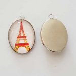 Pendentif Cabochon Ovale 25 x 18 mm en Verre Fantaisie N°07-01