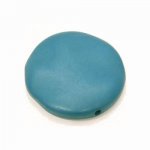 Galet plat résine rond 27 x 8 mm effet cuir Turquoise Foncé