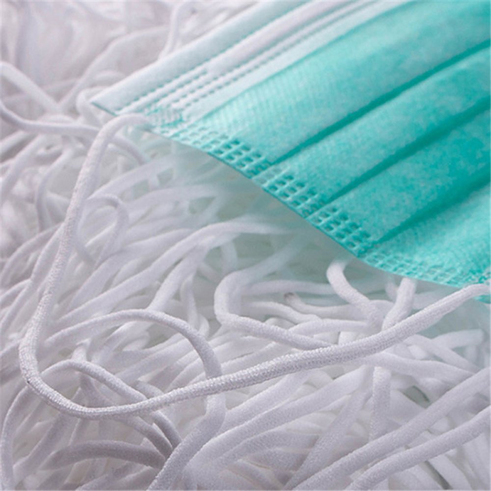 Elastische Maskenmaske Polyester rund 3 mm Weiß x 10 Meter