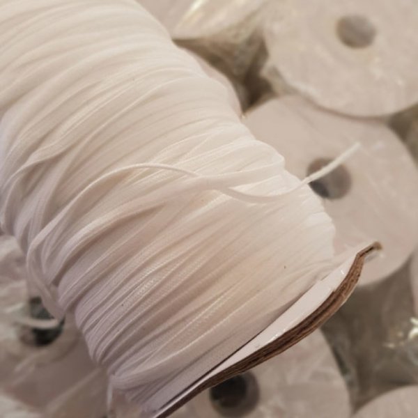 Gummiband Flachmaske 3 mm Wei&szlig; x 24 Meter