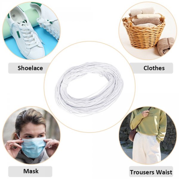 Gummiband Maske rund 2.5 mm Wei&szlig; &agrave; 10 cm