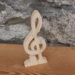 Notenschlüssel mit integriertem Sockel Musikdekoration handgefertigtes Massivholz