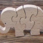 elephant puzzle 4 pieces massive buchenholz, handgefertigt, savanne tiere