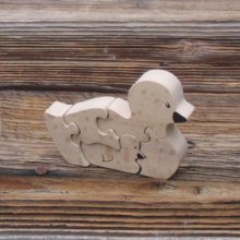 Holzpuzzle Tiere Ente mit Entchen 5 Teile aus Buche, Tiere auf dem Bauernhof