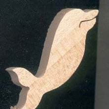 Miniatur-Delfin-Figur 3.5 x 3.7 cm aus Holz Kreative Freizeitgestaltung, handgefertigt