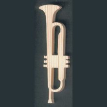Trompete aus massivem Fichtenholz lg15cm handgefertigte Musikdekoration