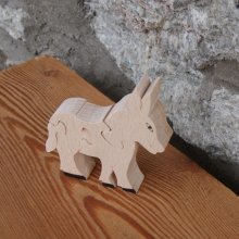 Tierpuzzle Holzpuzzle Esel 4 Teile aus massivem Buche handgefertigt, Tiere auf dem Bauernhof
