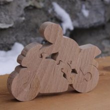 Motorrad und Biker 5-teiliges Puzzle aus handgefertigtem Buchenholz