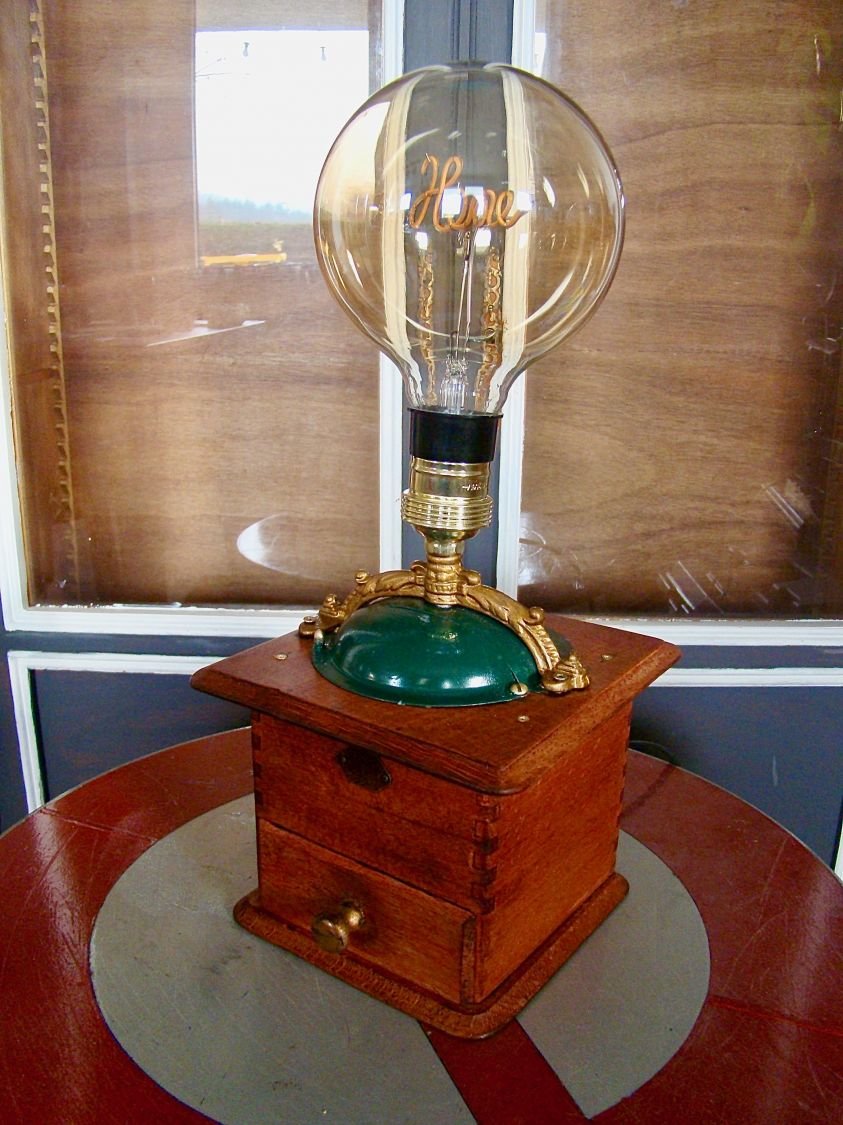 Lampe alte Kaffeemühle EDISON