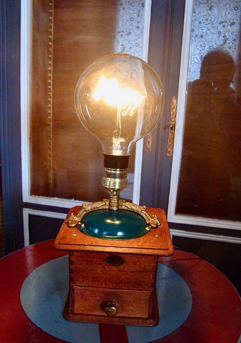 Lampe alte Kaffeemühle EDISON