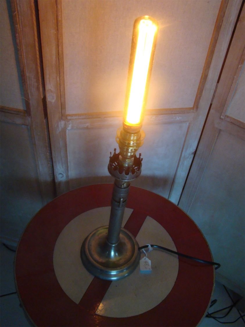 Antike Kerzenlampe aus Messing im EDISON-Stil