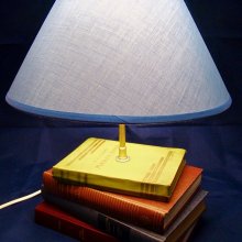 Lampe alte Bücher, blau 