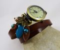 Montre bracelet cuir breloques Turquoise