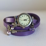 Montre bracelet cuir Violet ange parme