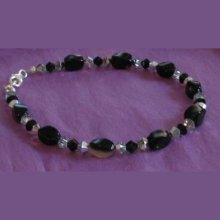 Armband Schwarze Achate & Swarovski-Kristall 