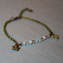 Feines Armband Kette Bronze Weiß und Gold